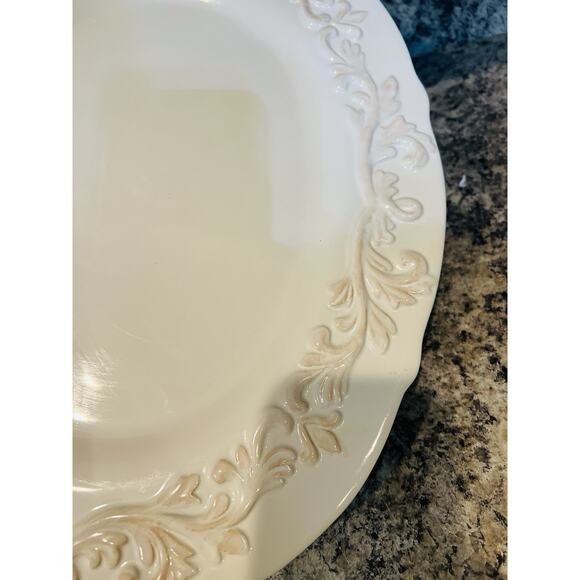 Vintage ND Exclusive Platter Raised Embossed Ivory Patterned China 16.5 X 13 - Picture 3 of 7